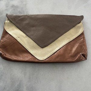Leather Metalic Handbag Clutch